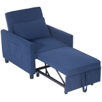 HOMCOM 3-in-1 Convertible Chair Bed, Pull Out Sofa Bed Sleeper Chair with Adjustable Backrest, Pillow, and Pockets, Blue