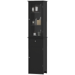 kleankin Tall Bathroom Cabinet, Bathroom Storage Cabinet with Drawers, 2 Doors and Adjustable Shelves, Black