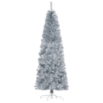 HOMCOM 6' Tall Unlit Slim Douglas Fir Artificial Christmas Tree with Realistic Branches, and 618 Tips, Silver