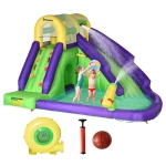 Outsunny 5-in-1 Inflatable Water Slide, Kids Castle Bounce House with Slide, Basketball, Pool, Water Cannon, Climbing Wall Includes Carry Bag, Repair Patches, 680W Air Blower