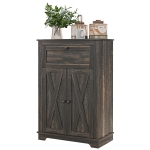 HOMCOM Farmhouse Sideboard Storage Cabinet with Doors and Drawer for Kitchen, Living room, 23.5"x11.75"x34.5", Dark Brown