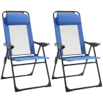 Outsunny Double Camping Chairs Foldable w/ Reclining & Headrest, Blue