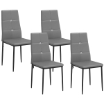 HOMCOM Set of 4 Modern Style Dining Chairs, Button Tufted High Back Side Chairs with Upholstered Seat, Steel Legs for Living Room, Kitchen, Study, Bedroom, Grey