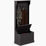 HOMCOM 3-In-1 Hall Tree with Coat Rack, Shoe Storage and Bench Seat, Entryway Bench with 4 Hooks for Hallway, Living Room, Black