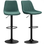 HOMCOM Adjustable Barstools Set of 2, Swivel Bar Stools with Back and Footrest for Kitchen Island Counter, Green