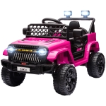 Qaba 12V Battery Powered Ride On Truck, Kids Electric Car with Spring Suspension, Remote, Horn, USB Music, Pink
