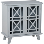 HOMCOM Storage Cabinet with Fretwork Doors and Shelf, Modern Freestanding Sideboard, Buffet, Grey