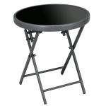 Outsunny 18" Outdoor Round Folding Table, Garden Side Table with Tempered Glass Top for Camping, Party, Weddings, Black