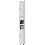 HOMCOM Narrow Bathroom Cabinet, Tall Bathroom Storage Cabinet with Barn Doors, Drawer and Adjustable Shelves, White Wood Grain