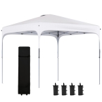 Outsunny 10' x 10' Pop Up Canopy Tent with Wheeled Carry Bag and 4 Sand Bags, Instant Sun Shelter, Tents for Parties, Height Adjustable, for Outdoor, Garden, Patio, White
