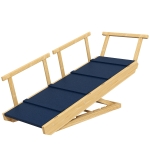 PawHut Dog Ramp, Adjustable Height Pet Steps, Foldable Dog Stairs with Non-slip Mat for Small to Large Dogs