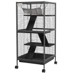 PawHut Steel Small Animal Cage for Guinea Pig, Ferret, Chinchilla, Kitten and Rabbit, Black