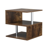 HOMCOM 20" Modern End Table, Accent Side Table, S-Shaped Coffee Table with Storage Shelf and Steel Poles, Rustic Brown
