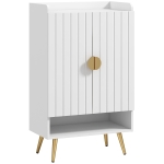 HOMCOM Entryway Shoe Storage Cabinet, Narrow Shoe Cabinet with Adjustable Shelves and Open Shelf for 15 Pairs of Shoes, White