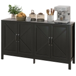 HOMCOM Sideboard Buffet, Storage Cabinet with Barn Door and Adjustable Shelf, TV Stand for TVs up to 65 Inches, Black Oak