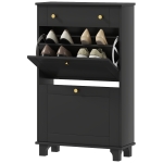 HOMCOM Slim Shoe Storage with 2 Flip Drawers and Adjustable Shelves Shoe Cabinet Organizer for 8 Pair, Black