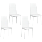 HOMCOM Modern Dining Chairs, Set of 4, High Back PU leather Upholstery and Metal Legs for the Living Room, Kitchen, Home Office, White