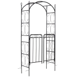 Outsunny 7' Metal Garden Arbor Arch with Scrollwork Doors for Ceremony, Weddings, Party, Backyard, Lawn