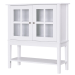 HOMCOM Modern Sideboard Buffet Cabinet Wood Console Table with Glass Doors Kitchen Dining Room Furniture White