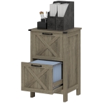 HOMCOM Vertical Filing Cabinet with 2 Drawers, Rustic Farmhouse Office Storage Cabinet for A4, Letter Size, Grey Wash