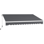 Outsunny 13' x 8' Patio Awning, Manual Retractable Sun Shade with UV Protection and Easy Crank Opening, Dark Gray