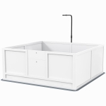 PawHut Whelping Box for Puppies with Pee Pad, Pig Rail, Adjustable Door for Small, Medium & Large Breed Dogs Birth, 49" x 48"