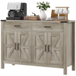 HOMCOM Sideboard Buffet Cabinet, Farmhouse Kitchen Storage Cabinet w/ 2 Drawers and Shelves for Living Room, Entryway