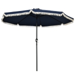Outsunny 9ft Patio Umbrella Outdoor Table Umbrella w/ Tilt, Crank, Ruffled, 8 Ribs for Garden, Deck, Pool, Dark Blue