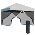 Outsunny 10' x 10' Pop-Up Canopy Tent Outdoor Party Tent, 3-Level Adjustable Height, Silver