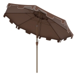Outsunny 8.8' Patio Umbrella with Push Button Tilt and Crank, Brown