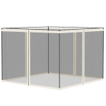 Outsunny Replacement Mosquito Netting for Gazebo 10' x 10' Black Screen Walls for Canopy with Zippers, White