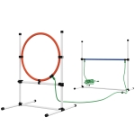 PawHut 3pc Dog Agility Training Equipment Set with Spray Water Tube, White
