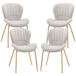 HOMCOM Dining Chairs Set of 4, Modern Accent Chair with Cushioned Backrest, Upholstery for Living Room, Cream White