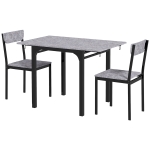 HOMCOM Foldable Dining Table Set for 2, Drop-Leaf Kitchen Table with 2 Chairs for Apartments, Studios, Natural Drop-leaf Dining Table Set Includes 2 Chairs