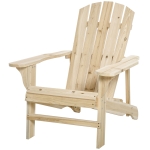 Outsunny Wood Adirondack Chair, Outdoor Patio Muskoka Chair with Slatted Design for Deck, Garden, Backyard, Fire Pit, Natural