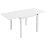Outsunny Expandable Patio Table, Outdoor Dining Table for 4-6 with Aluminum Frame for Garden, Lawn, Balcony Terrace, White