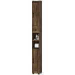 HOMCOM Narrow Bathroom Cabinet, Tall Bathroom Storage Cabinet with Barn Doors, Drawer and Adjustable Shelves, Brown Wood Grain