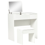 HOMCOM Modern Vanity Set with Flip Top Mirror and Cushioned Stool, Dressing Table with Storage Drawer for Bedroom, White