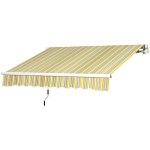 Outsunny 8' x 6.5' Manual Retractable Awning with LED Lights, Aluminum Sun Canopies for Patio Door Window, Yellow and Grey