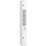 kleankin 71" Small Bathroom Storage Cabinet, Narrow Toilet Paper Cabinet with Open Shelves, 2 Cabinets, Adjustable Shelves, White