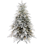 HOMCOM 5ft Artificial Prelit Christmas Tree with Warm White LED Light and Snow Flocked Branches, Metal Base