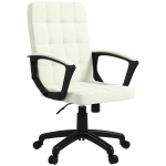 Vinsetto Mid Back Office Chair, Computer Chair for Desk, with Adjustable Height, Swivel Wheels, Arms, Cream White