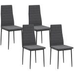 HOMCOM Modern Dining Chairs, Set of 4, High Back Upholstery and Metal Legs for the Living Room, Kitchen, Home Office, Grey