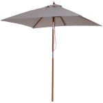 Outsunny 6.6 x 5ft Fir Wooden Patio Umbrella Market Parasol Tilt Mechanism 6 Ribs Garden Sunshade, Grey
