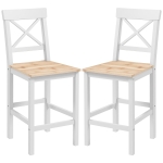 HOMCOM Counter Height Stools Set of 2, Farmhouse Bar Stools with Backs, Solid Wood Counter Stools for Kitchen Island
