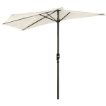 Outsunny 9.8ft Half Umbrella Semi Round Patio Parasol with Crank Handle, Top Vent for Garden, Balcony- NO BASE INCLUDED, Cream