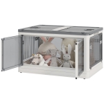 HOMCOM Stackable Storage Bins with Lids, Wheels, and Collapsible, White