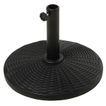Outsunny 25 lbs Market Umbrella Base Holder 17.5" Round Parasol Stand with Rattan Design for Patio, Outdoor, Backyard, Black