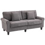 HOMCOM Modern 3 Seater Sofa, Corduroy Fabric 3 Seater Couch with Pine Wood Legs and Rolled Armrests for Living Room, Light Grey