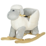 Qaba Baby Rocking Horse Lamb with Seat Belt, Sounds & Pedals for Kids 18-36 Months, Gray